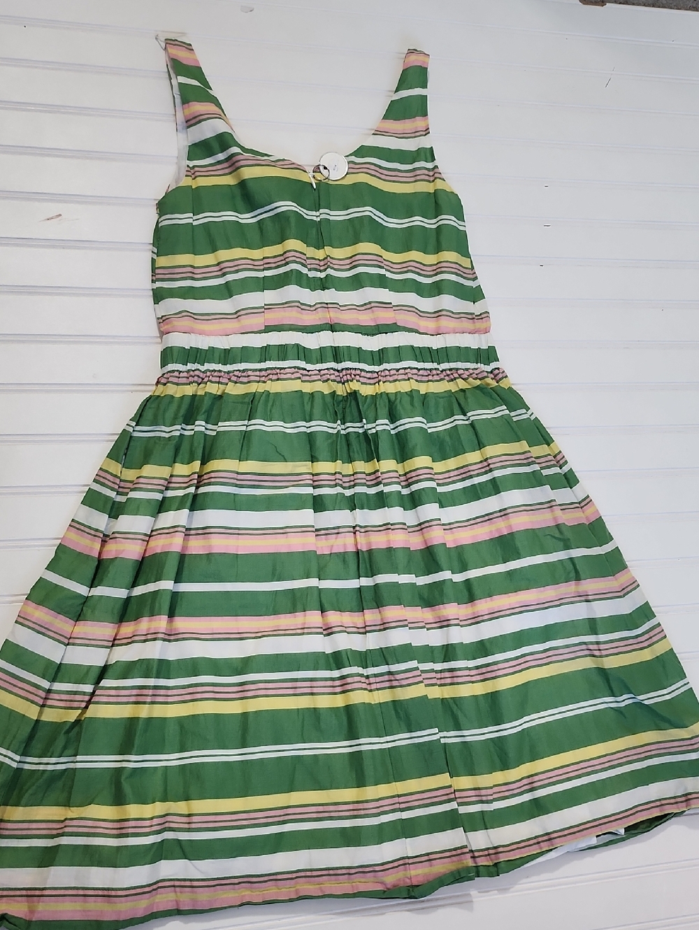 Boden Pastel Striped Sleeveless Dress - Green, Pink, Yellow, Blue - Picture 3 of 3
